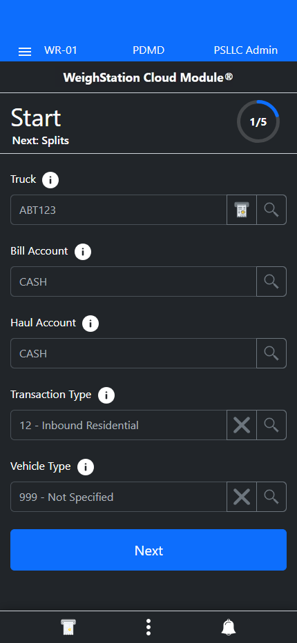 Slide 3: Screen capture of WeighStation® demonstrating the start screen